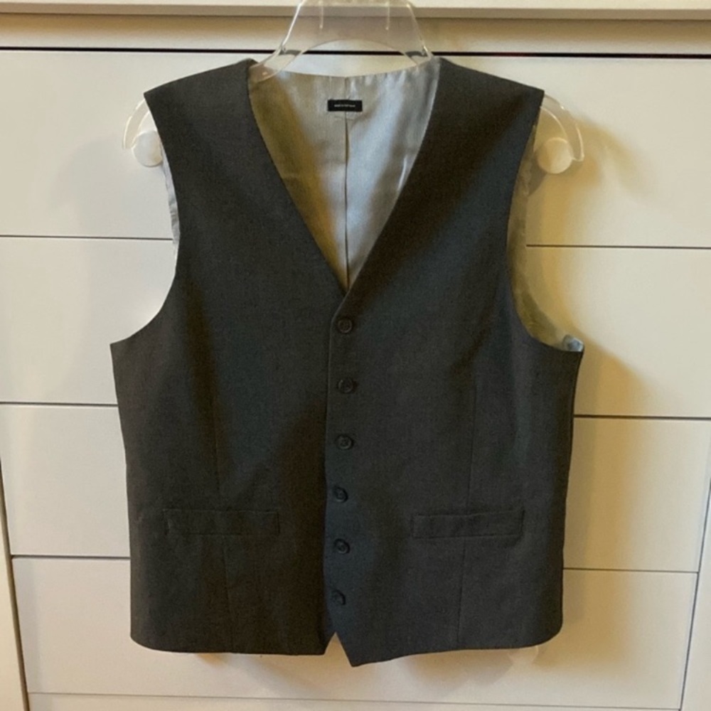 🎩 Jf j. Ferrar Size Medium Slim Fit Grey Suit Vest